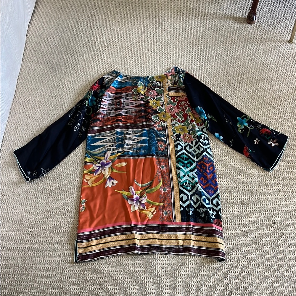 Johnny Was Colorful Floral Patchwork Shift Dress - Picture 4 of 5